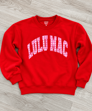 Lulu Mac Youth Cherry Picnic Pink Gingham Detail Crewneck - All About You