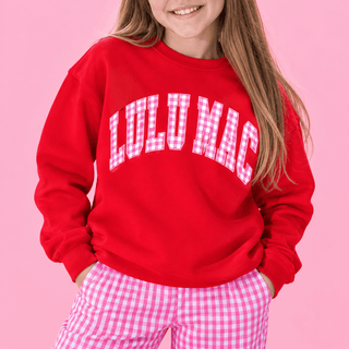Lulu Mac Youth Cherry Picnic Pink Gingham Detail Crewneck - All About You