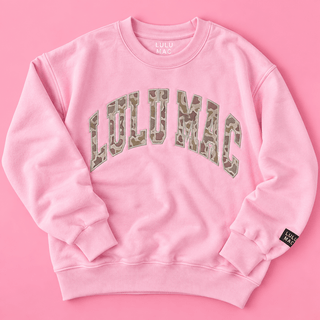 Lulu Mac Youth Pink Meadow Embroidered Camo Crewneck - All About You