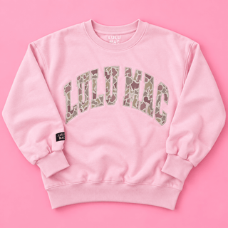Lulu Mac Youth Pink Meadow Embroidered Camo Crewneck - All About You