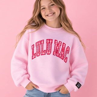 Lulu Mac Youth Sweetheart Red Gingham Pink Crewneck - All About You