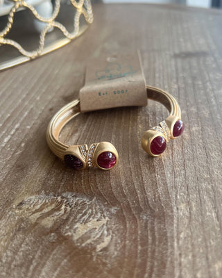 Madison Maroon Stone Cuff Bracelet - All About You