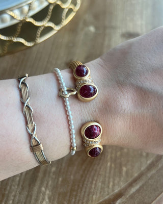 Madison Maroon Stone Cuff Bracelet - All About You