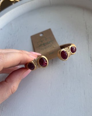 Madison Maroon Stone Cuff Bracelet - All About You