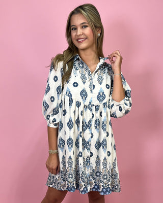 Mediterranean Muse Blue Floral Dress - All About You