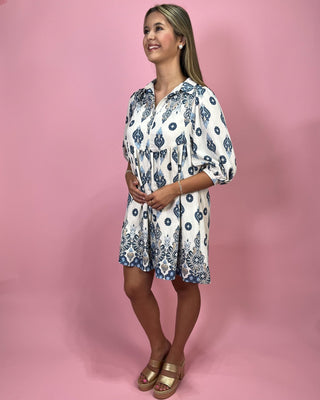 Mediterranean Muse Blue Floral Dress - All About You