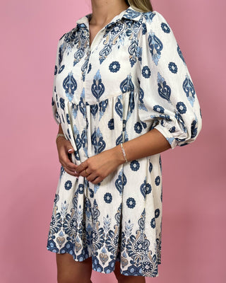 Mediterranean Muse Blue Floral Dress - All About You