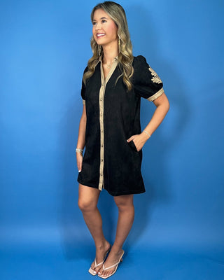 Midnight Saddle Button Down Suede Mini Dress - All About You