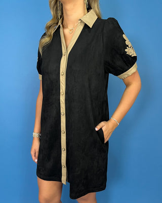 Midnight Saddle Button Down Suede Mini Dress - All About You