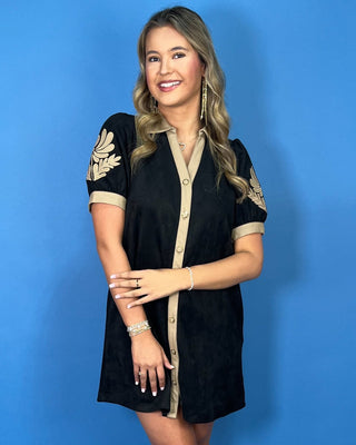 Midnight Saddle Button Down Suede Mini Dress - All About You