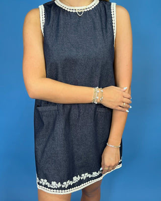 Nantucket Nights Embroidered Denim Mini Dress - All About You
