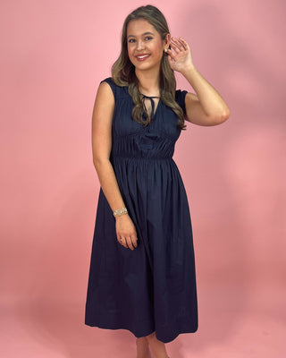 Navy Number Sleeveless Cotton Midi Dress - All About You Boutique & Gifts
