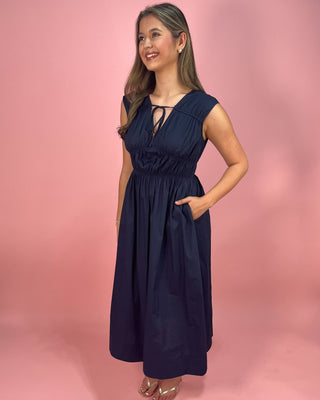 Navy Number Sleeveless Cotton Midi Dress - All About You Boutique & Gifts