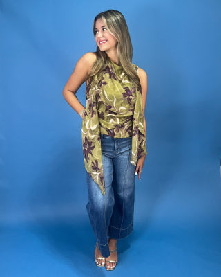 Olive Orchid Cowl Neck Sleeveless Drape Top - All About You