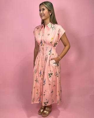 Peach Petal Midi Button Up Dress - All About You