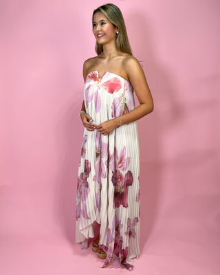 Pleated Petal Breeze Floral Maxi Dress - All About You