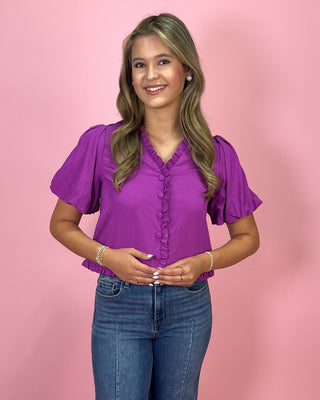 Plum Perfect Ruffle Detail Top - All About You