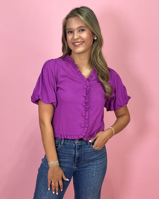 Plum Perfect Ruffle Detail Top - All About You