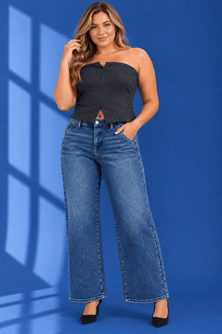 PLUS Allie TC HR Wide Leg Dark Wash Jeans - All About You
