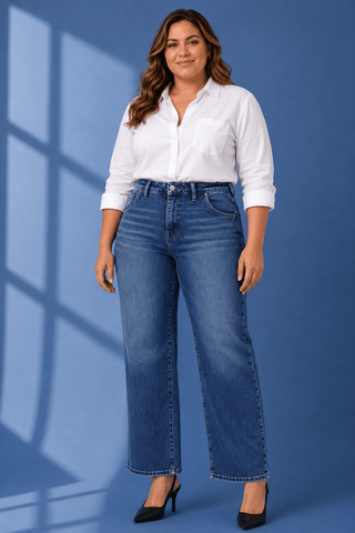 PLUS Allie TC HR Wide Leg Dark Wash Jeans - All About You