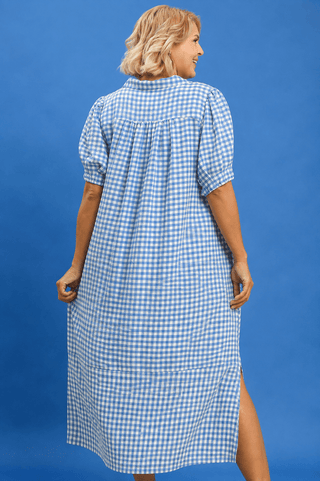 PLUS Blue Meadow Collared Gingham Midi Dress - All About You