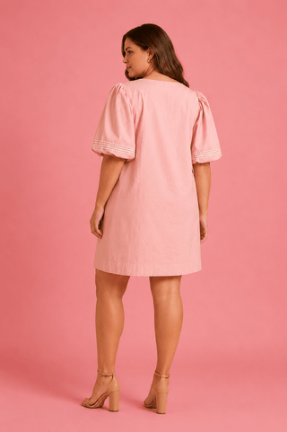 PLUS Blush Luxe Embroidered Pockets Dress - All About You