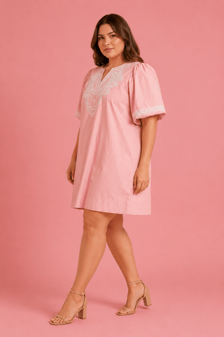 PLUS Blush Luxe Embroidered Pockets Dress - All About You