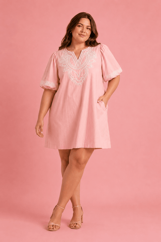 PLUS Blush Luxe Embroidered Pockets Dress - All About You