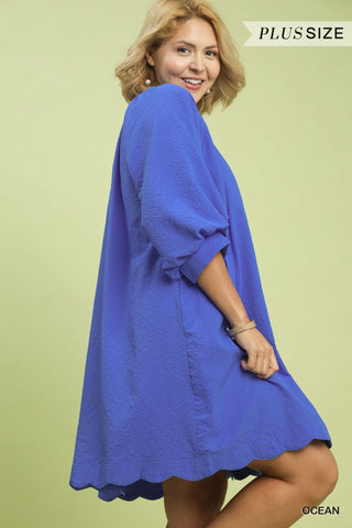 PLUS Bold in Blue Scalloped Dress - All About You