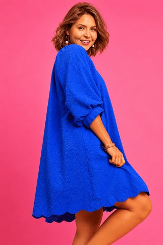 PLUS Bold in Blue Scalloped Dress - All About You