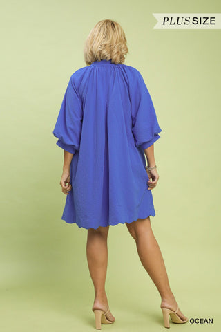 PLUS Bold in Blue Scalloped Dress - All About You