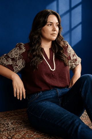 PLUS Cabernet Bloom Floral Puff Sleeve Top - All About You