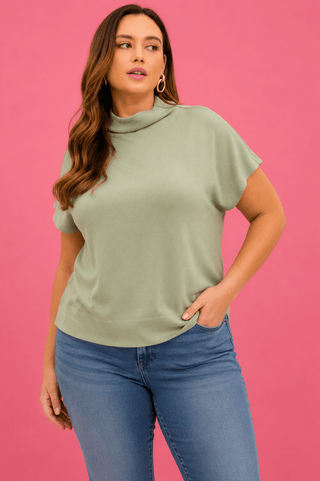PLUS Calm Moment Mint Mock Neck Top - All About You