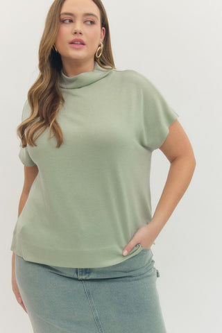 PLUS Calm Moment Mint Mock Neck Top - All About You