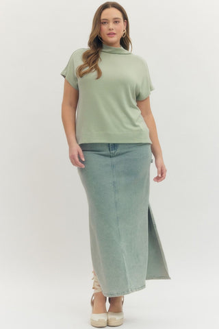 PLUS Calm Moment Mint Mock Neck Top - All About You