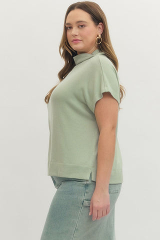 PLUS Calm Moment Mint Mock Neck Top - All About You