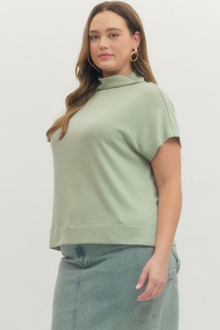 PLUS Calm Moment Mint Mock Neck Top - All About You
