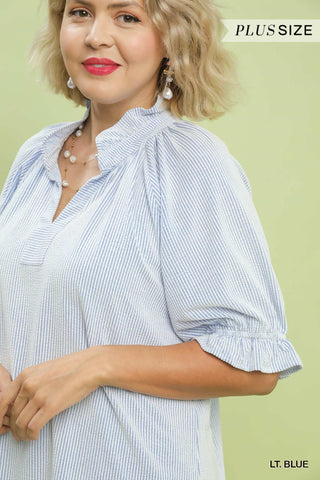 PLUS Coastal Breeze Blue Stripe Top - All About You Boutique & Gifts