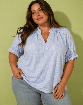 PLUS Coastal Breeze Blue Stripe Top - All About You Boutique & Gifts