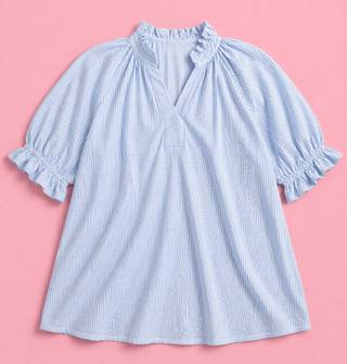 PLUS Coastal Breeze Blue Stripe Top - All About You Boutique & Gifts