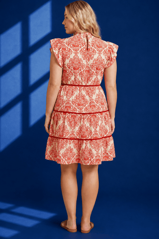 PLUS French Market Red Toile Tie Waist Dress - All About You