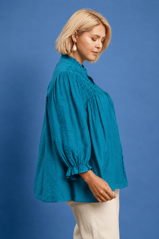 PLUS Jade Waters Ruffle Neck Smock Detail Top - All About You