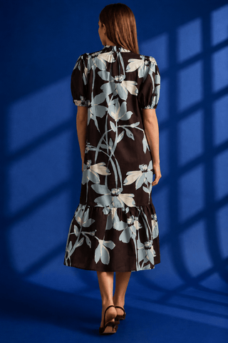 PLUS Juniper Brown Floral Puff Sleeve Midi Dress - All About You