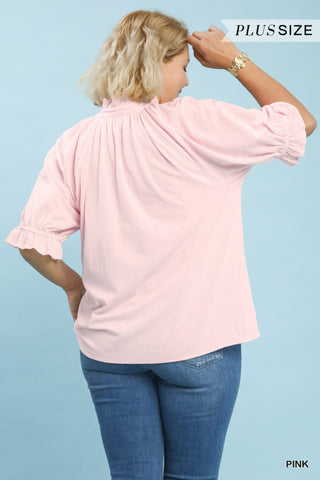 PLUS Lovely Impression Pink Puff Sleeve Top - All About You