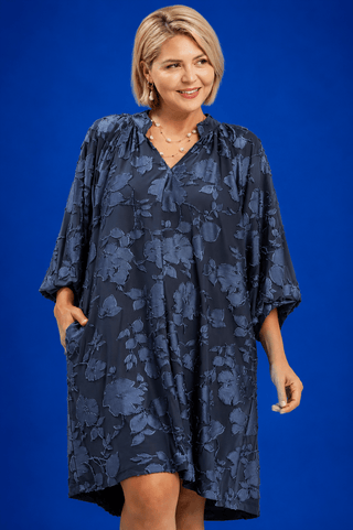 PLUS Luxe Midnight Garden Textured Floral Dress - All About You
