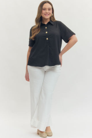 PLUS Misses Main Event Collared Statement Top *More Colors* - All About You