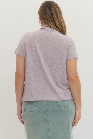 PLUS Monroe Cozy Lavender Mock Neck Top - All About You
