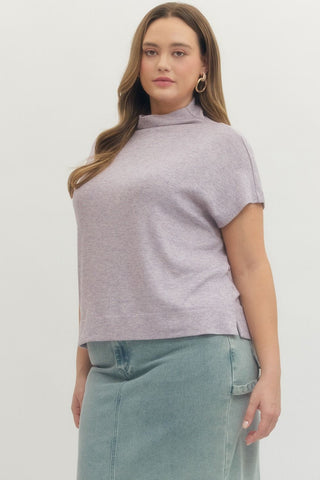 PLUS Monroe Cozy Lavender Mock Neck Top - All About You