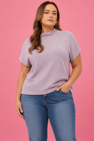 PLUS Monroe Cozy Lavender Mock Neck Top - All About You
