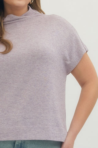 PLUS Monroe Cozy Lavender Mock Neck Top - All About You